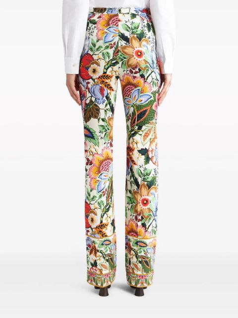 ETRO floral-print straight-leg trousers - White