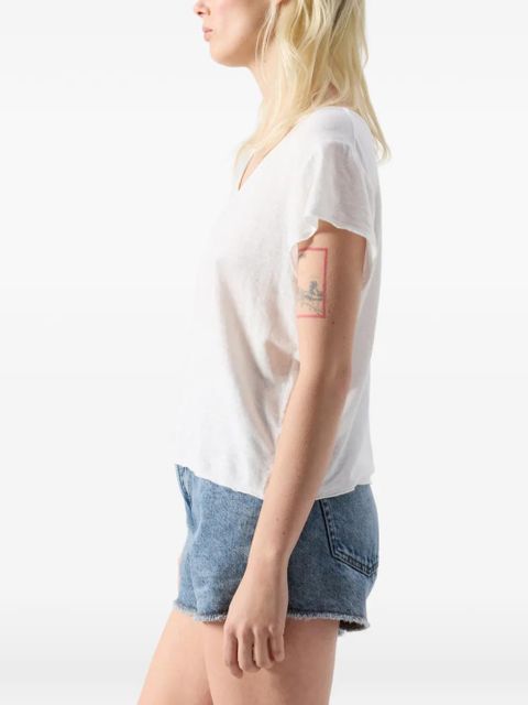 American Vintage Dualy round-neck short-sleeve linen T-shirt - White