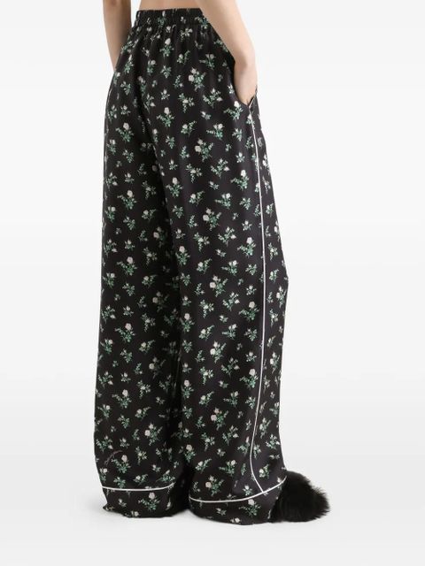 Dolce & Gabbana roses and lilies of the valley-print twill vanity trousers - Black