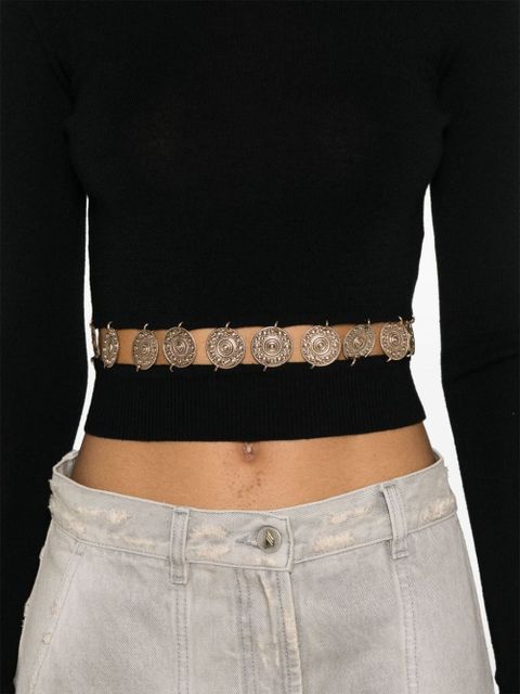 Rabanne ribbed-knit studded top - Black