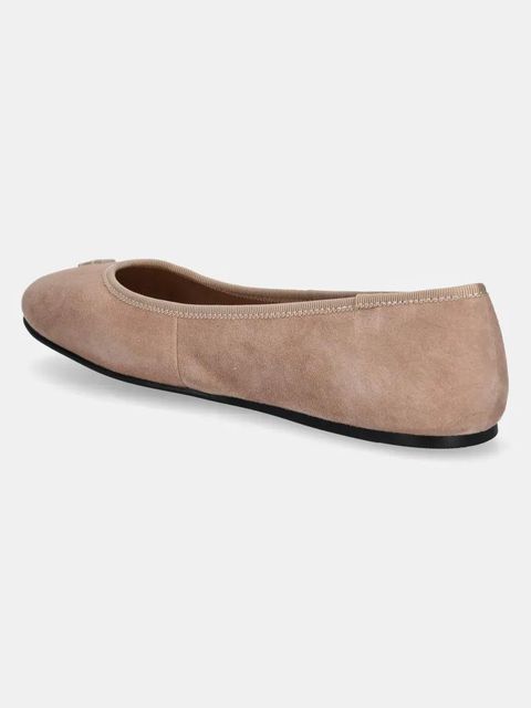 Tommy Hilfiger baleriny zamszowe TH HARDWARE SUEDE BALLERINA kolor beżowy FW0FW08655