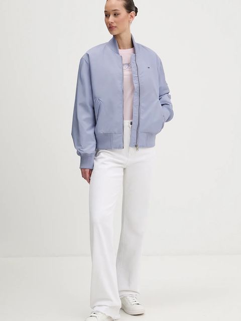 Tommy Jeans kurtka bomber kolor niebieski przejściowa oversize DW0DW22046 - zdjęcie produktu nr 2