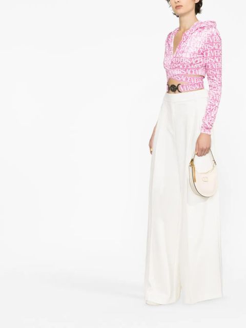 Versace Versace All-Over velvet cropped hoodie - Pink