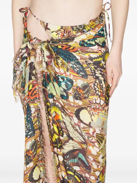 Jean Paul Gaultier Le Paréo butterfly-print skirt - Brown
