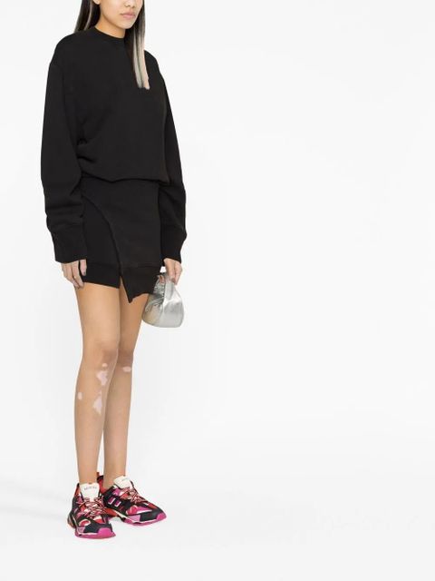 The Attico asymmetric long-sleeved jumper dress - Black