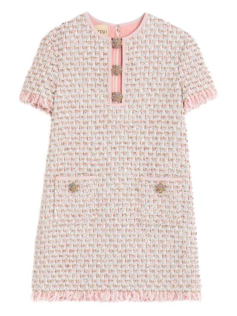 Valentino Garavani embellished-button tweed mini dress - Pink