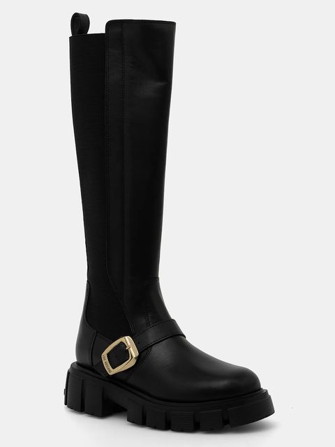 Love Moschino kozaki damskie kolor czarny na płaskim obcasie JA26015G1NIA0000 - zdjęcie produktu nr 1