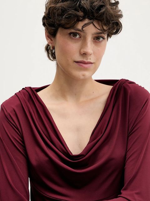 Pedro del Hierro bluzka damska kolor bordowy gładka 8622505