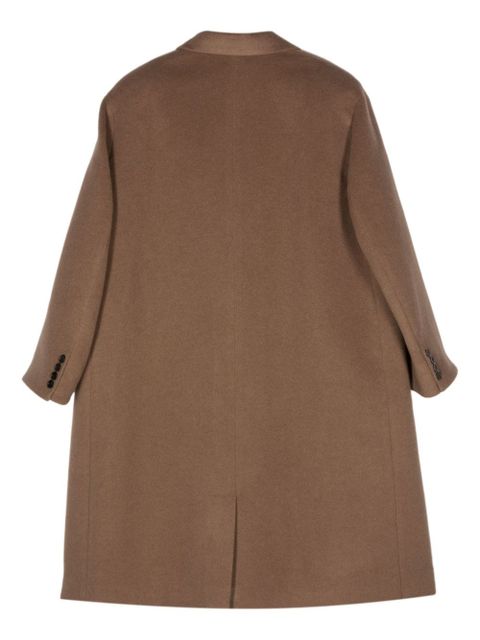Saint Laurent single-breasted wool long coat - Brown