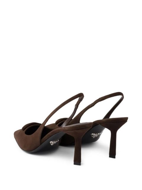 Prada 75mm slingback triangle-logo pumps - Brown