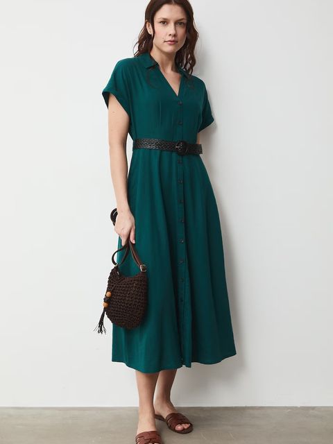 Medicine sukienka rozkloszowana z lnem - zdjęcie produktu nr 1