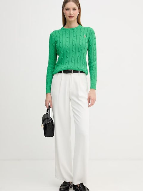 U.S. Polo Assn. sweter damski bawełniany CREW NECK CABLE - zdjęcie produktu nr 1