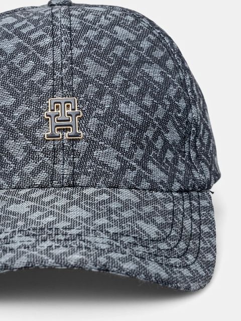 Tommy Hilfiger czapka z daszkiem lniana kolor granatowy wzorzysta AW0AW17139