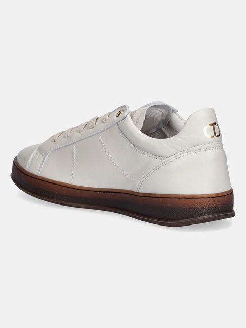 Twinset sneakersy skórzane damskie kolor beżowy 252TGT024