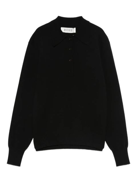 Róhe knitted polo top - Black - zdjęcie produktu nr 1