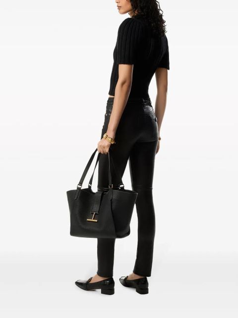 TOM FORD low-rise tapered leather trousers - Black