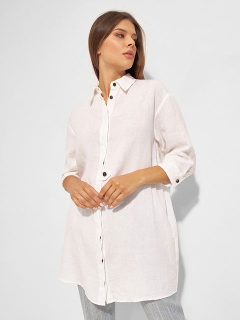 PESERICO - Biała lniana koszula