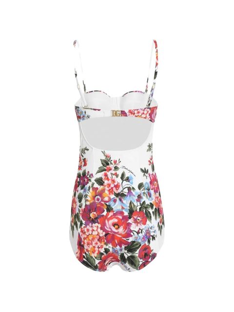 Dolce & Gabbana flower bouquet-print balconette one-piece swimsuit - White - zdjęcie produktu nr 2