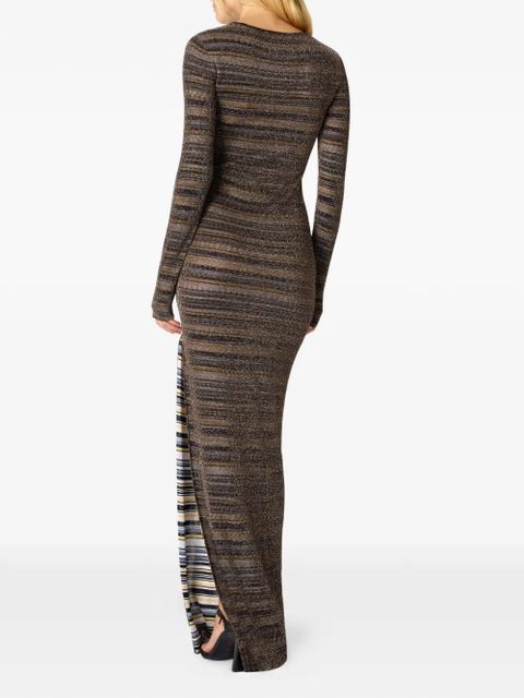 Missoni striped-pattern long-sleeve maxi dress - Brown