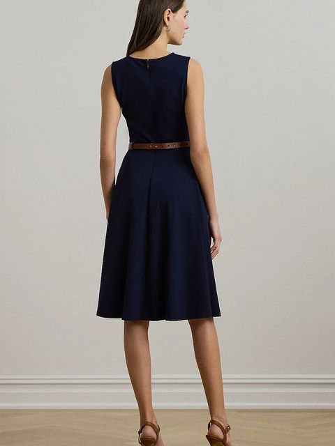 Lauren Ralph Lauren sukienka kolor granatowy midi rozkloszowana 200973402 - zdjęcie produktu nr 2