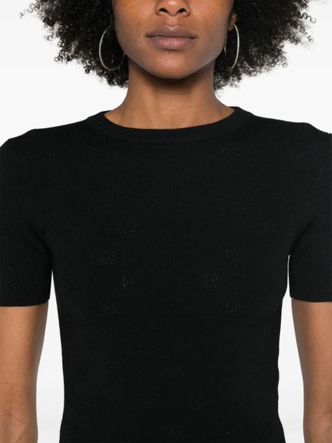 Balenciaga BB pointelle-knit T-shirt - Black