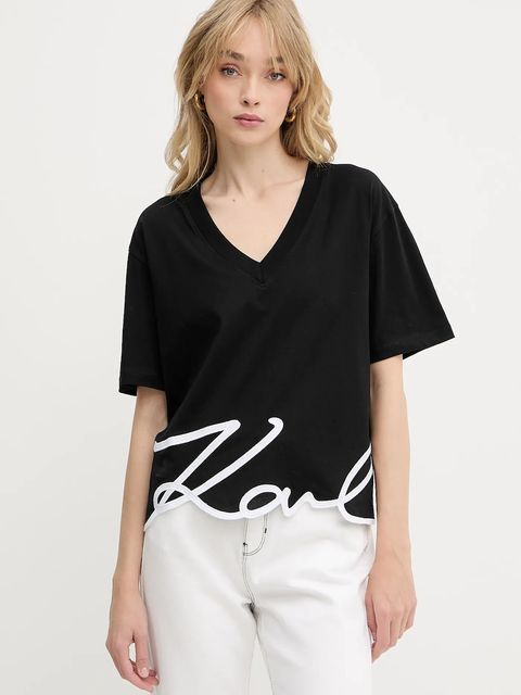 Karl Lagerfeld t-shirt bawełniany damski kolor czarny A2W17104 - zdjęcie produktu nr 1