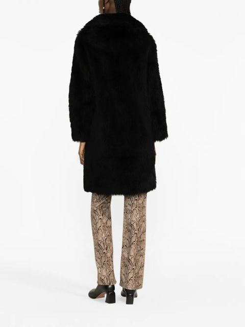 Yves Salomon faux-fur wool-blend coat - Black