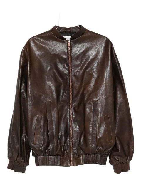 Magda Butrym zip-front leather bomber jacket - Brown
