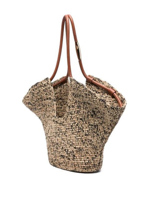 ZIMMERMANN leather-handle woven beach bag - Neutrals
