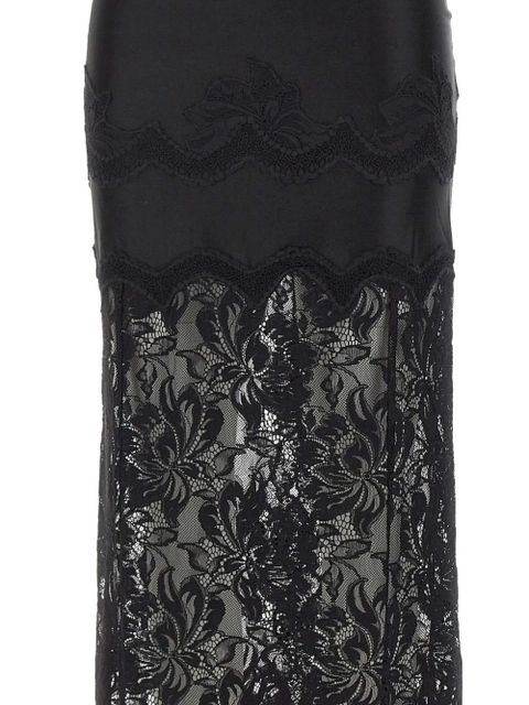 Rabanne floral-lace midi skirt - Black