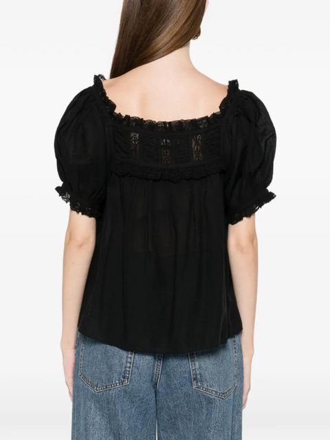 DÔEN Frances ruffled detail top - Black