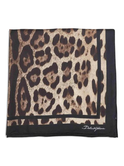 Dolce & Gabbana logo leopard-print scarf - Brown - zdjęcie produktu nr 1