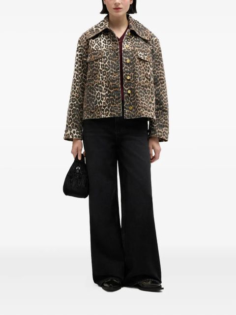 GANNI leopard-print button denim jacket - Brown - zdjęcie produktu nr 2