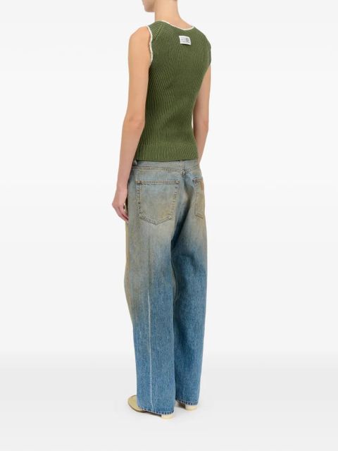 MM6 Maison Margiela ribbed stitch sleeveless tank top - Green