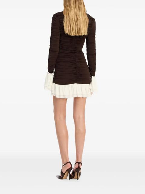 ROTATE BIRGER CHRISTENSEN ruched long-sleeved mini dress - Brown