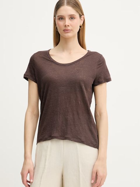 United Colors of Benetton T-shirt damski lniany - zdjęcie produktu nr 2