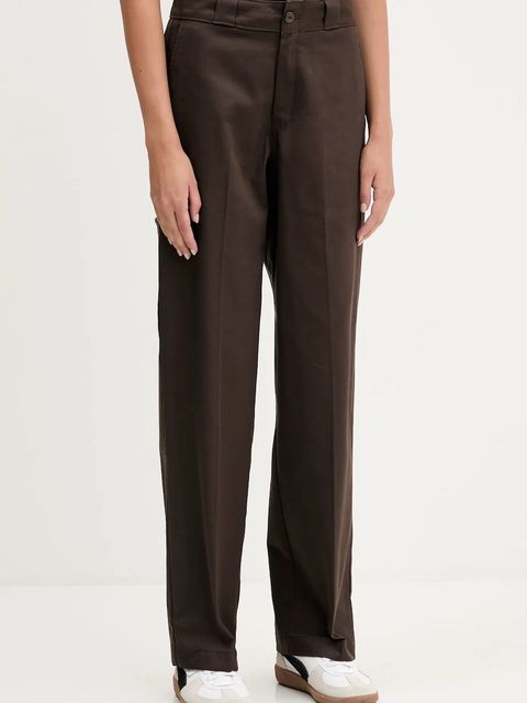 Dickies spodnie bawełniane damskie kolor brązowy szerokie high waist DK0A87PL - zdjęcie produktu nr 1