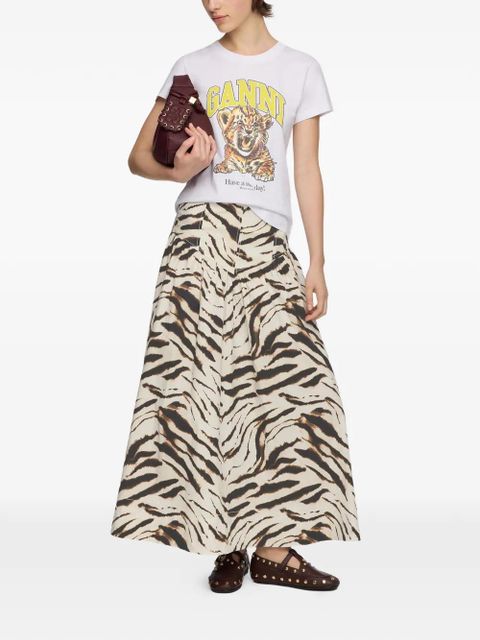 GANNI zebra-print gathered maxi skirt - Neutrals - zdjęcie produktu nr 2