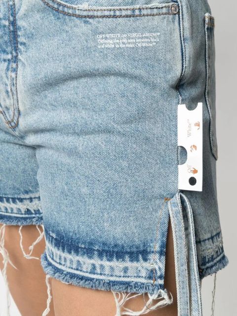 Off-White side tie fastening denim shorts - Blue
