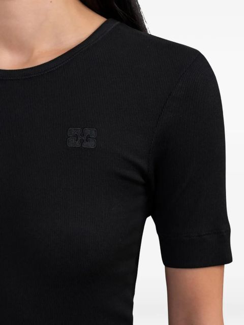 GANNI ribbed T-shirt - Black
