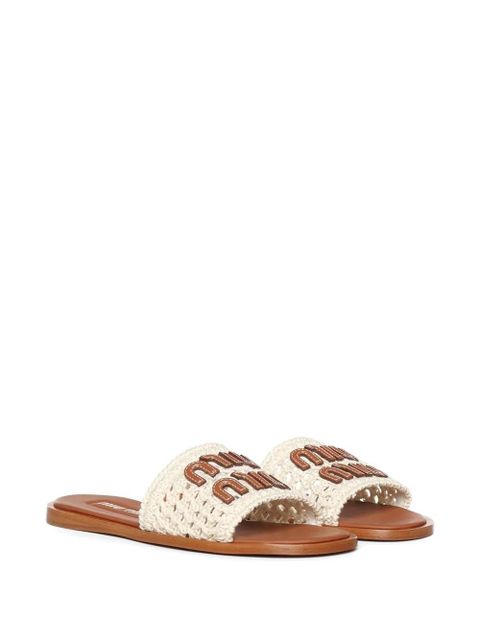 Miu Miu crochet logo-patch sandals - White - zdjęcie produktu nr 2