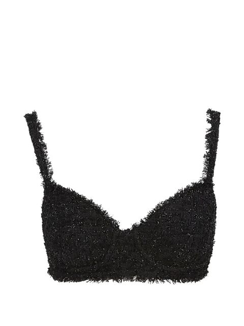 Balenciaga bustier-style tweed crop top - Black - zdjęcie produktu nr 1