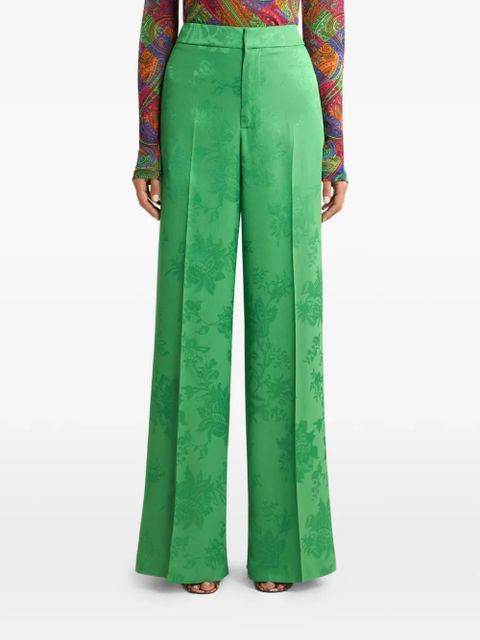 ETRO floral-motif jacquard trousers - Green