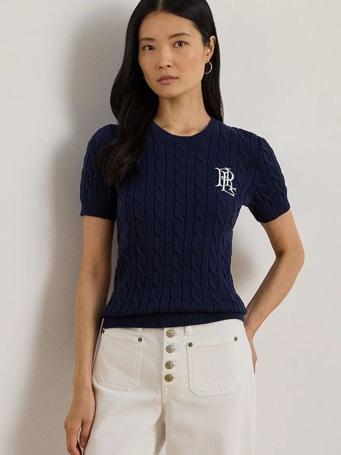 Lauren Ralph Lauren sweter bawełniany damskie kolor granatowy lekki 200P07025 - zdjęcie produktu nr 1