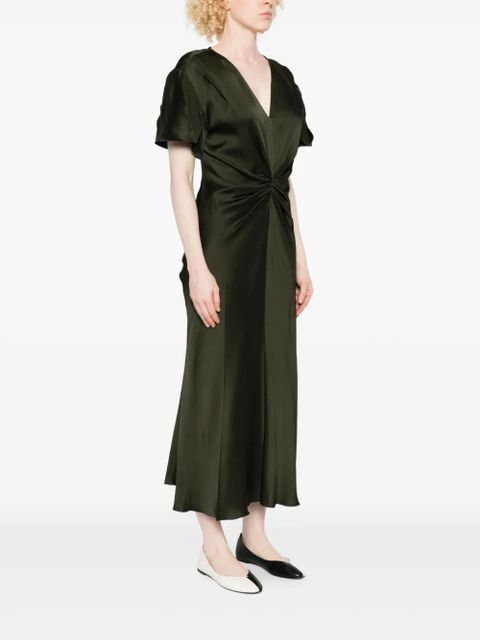 Victoria Beckham twisted V-neck midi dress - Green