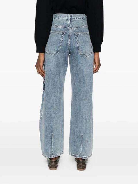 SANDRO palm-embroidery jeans - Blue