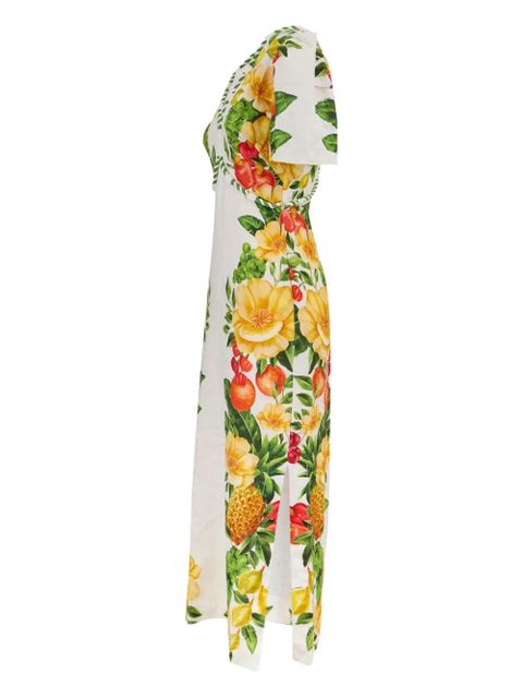 FARM Rio floral-print puff-sleeve maxi dress - White