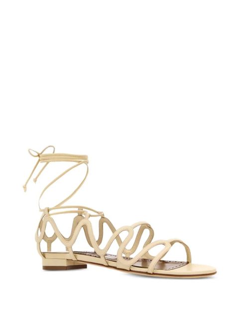 Manolo Blahnik Fawda leather flat sandals - Neutrals - zdjęcie produktu nr 2