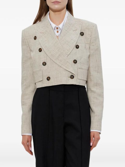 Vivienne Westwood Ls Cut Off double-breasted cropped jacket - Neutrals