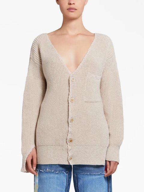 Marni V-neck virgin-wool cardigan - Brown